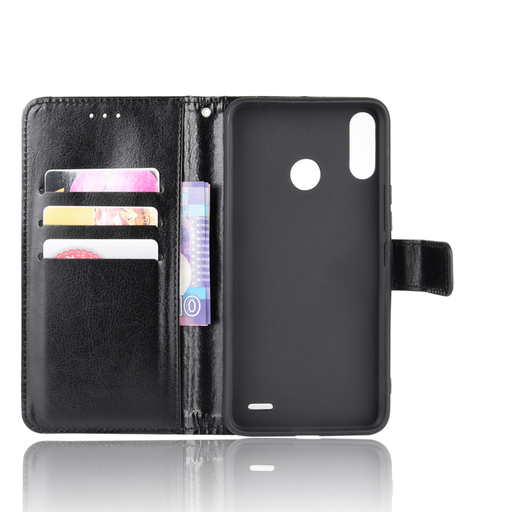 Infinix Hot 7/X624B Case, PU Leather Wallet Case Cover [Stand Feature] with Wrist Strap