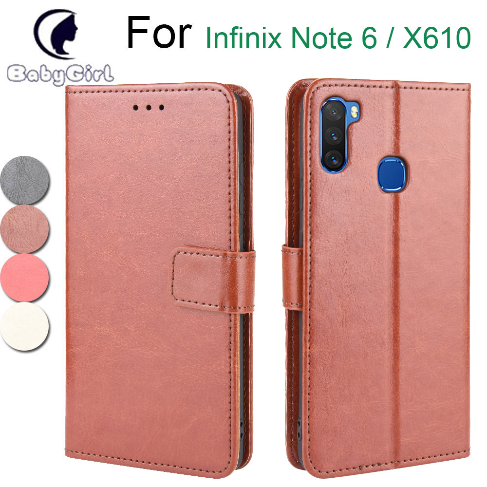 Infinix Note 6 X610 Case, PU Leather Wallet Case Phone Cover [Stand Feature] with Wrist Strap