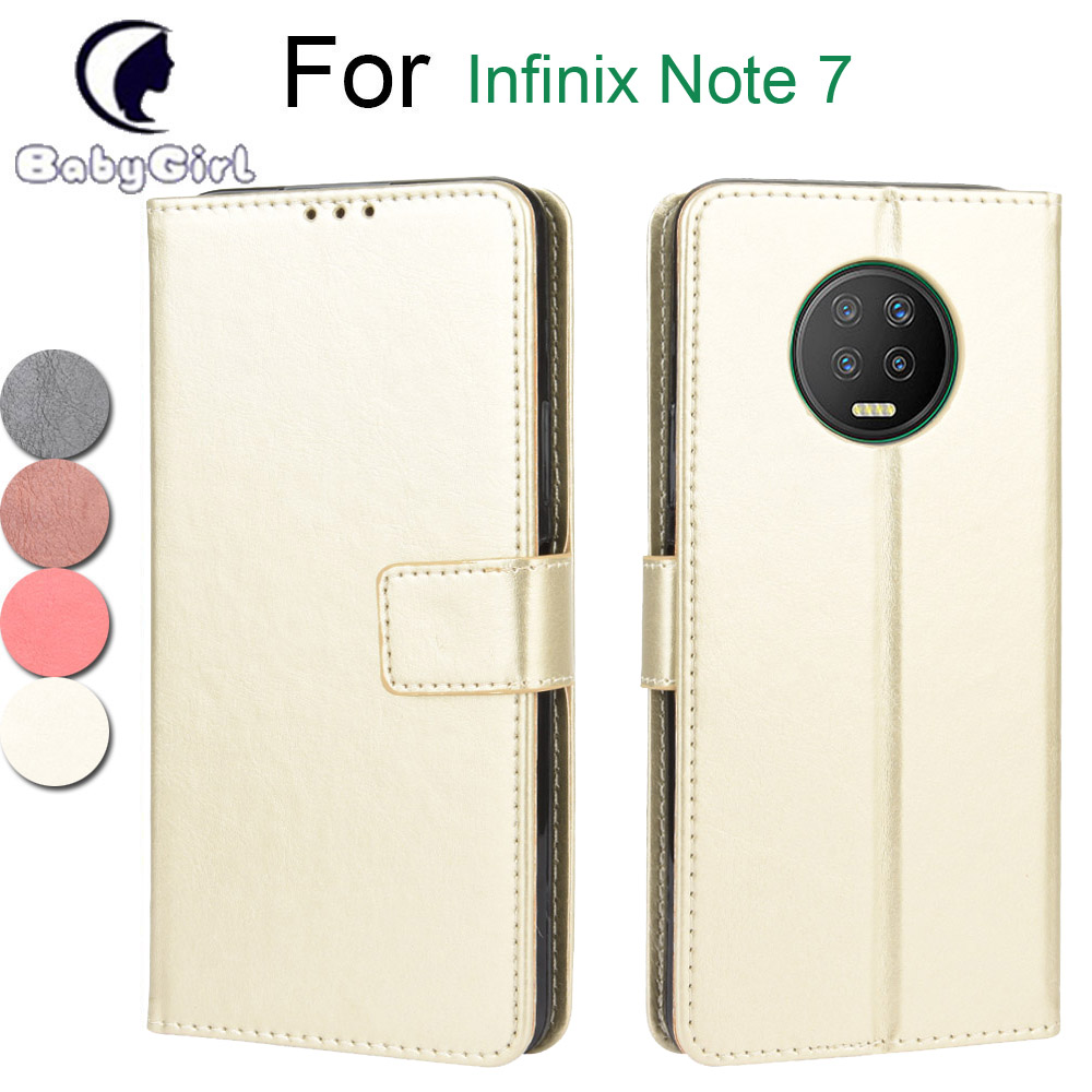 Infinix Note 7 Case, PU Leather Wallet Case Phone Cover [Stand Feature] with Wrist Strap