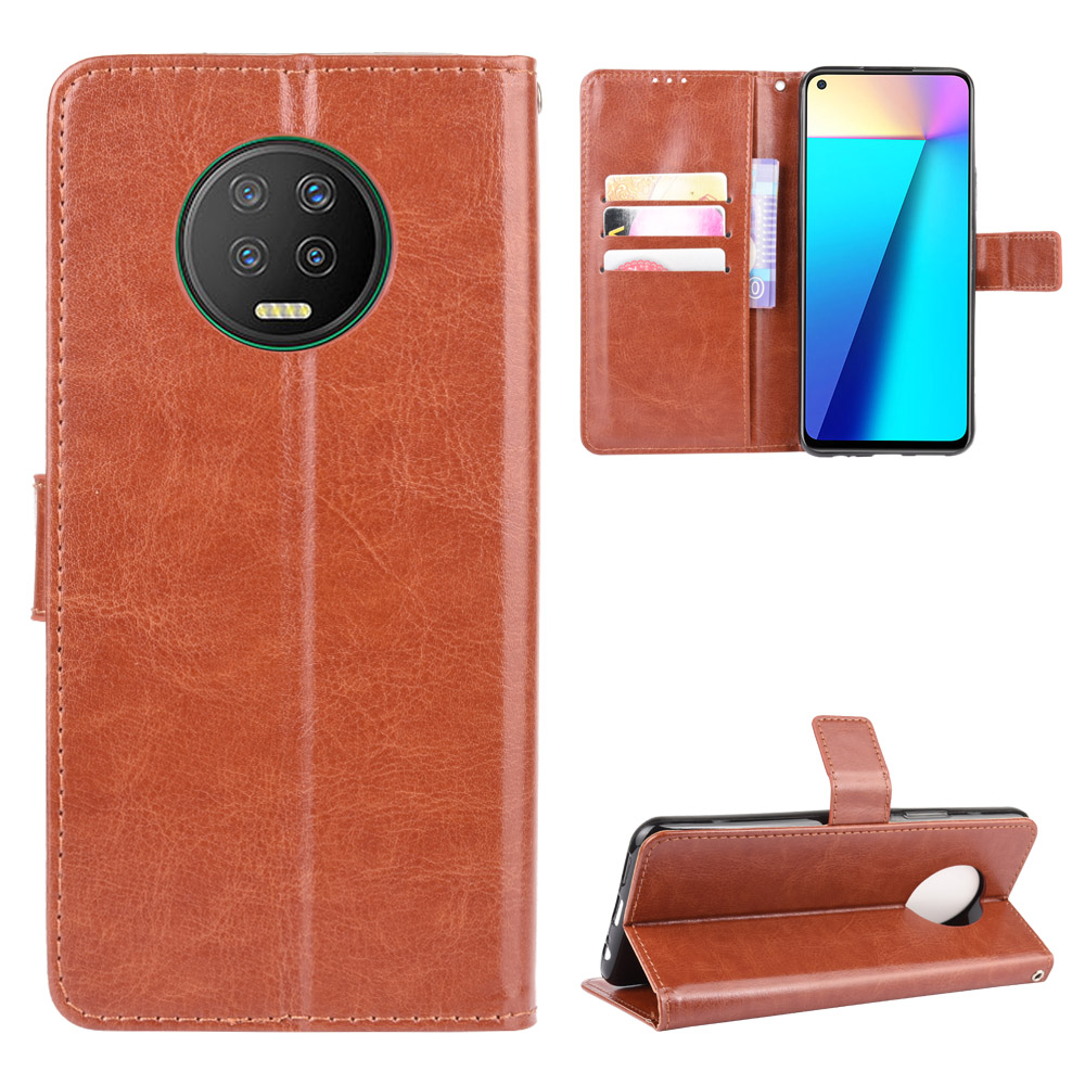 Infinix Note 7 Case, PU Leather Wallet Case Phone Cover [Stand Feature] with Wrist Strap
