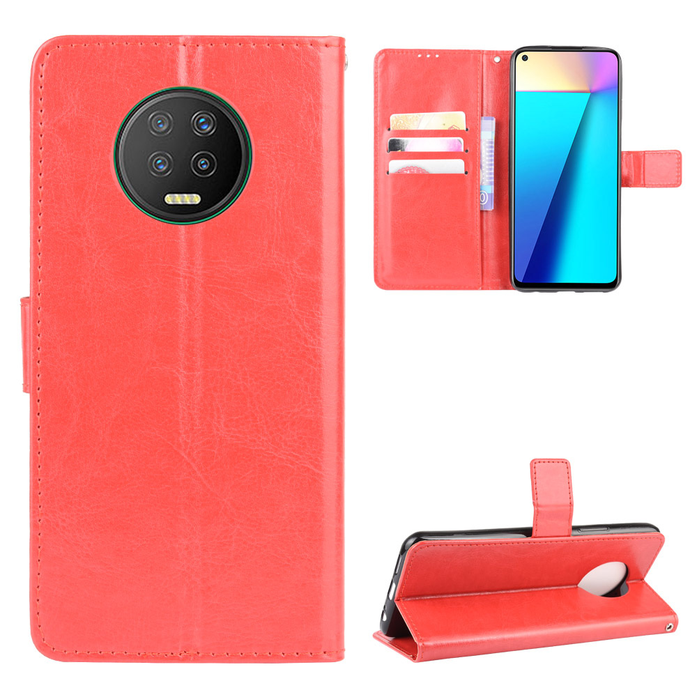 Infinix Note 7 Case, PU Leather Wallet Case Phone Cover [Stand Feature] with Wrist Strap