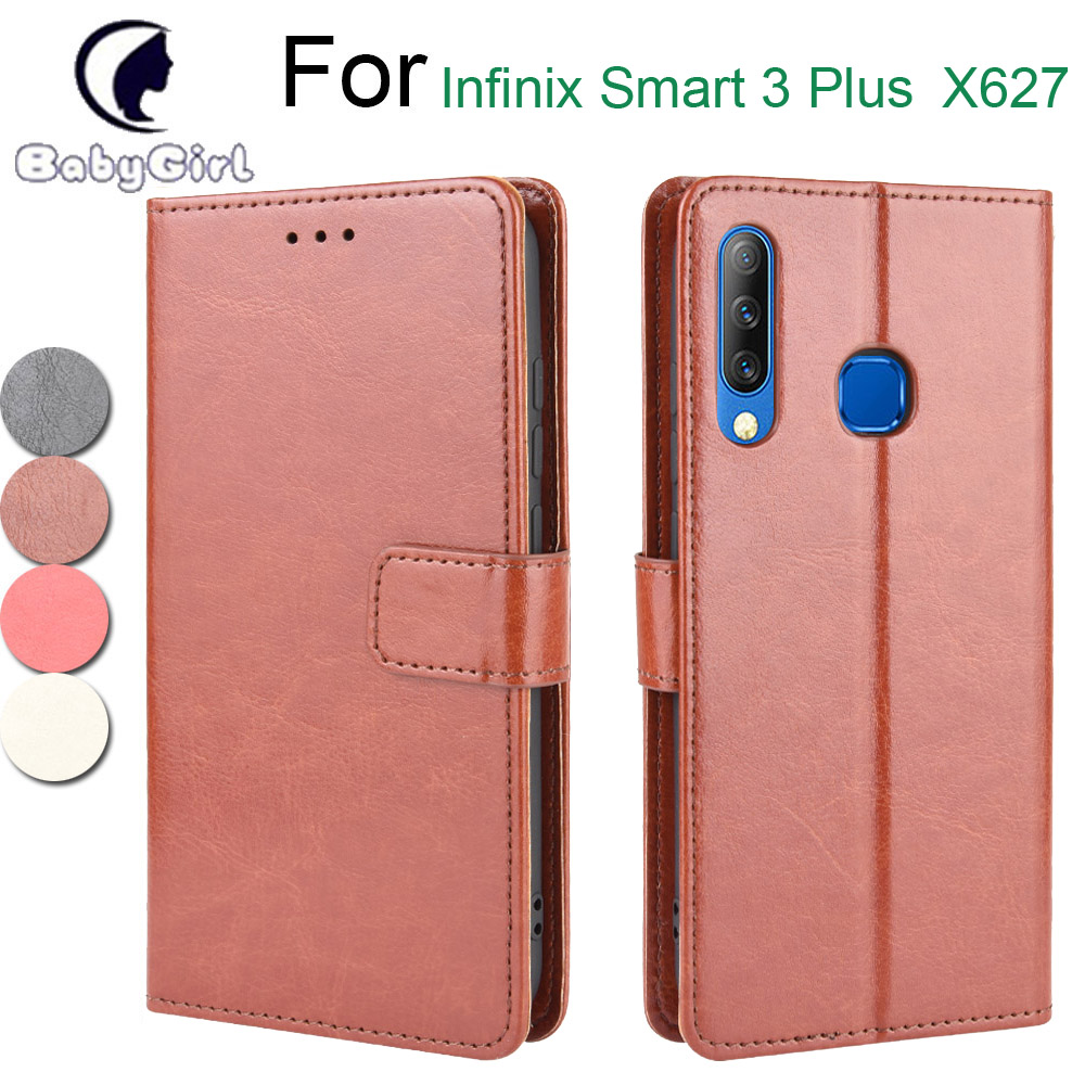 Infinix Smart 3 Plus X627 Case, PU Leather Wallet Case Phone Cover [Stand Feature] with Wrist Strap