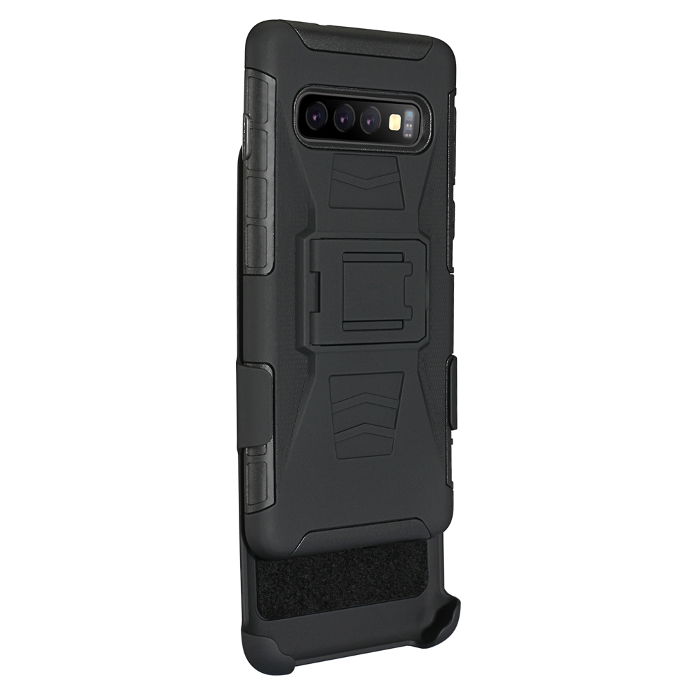 Samsung Galaxy S10 Plus Cover, Combo Shell Case with Built-in Kickstand, Swivel Belt Clip Holster