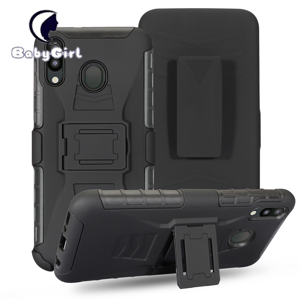 Huawei P20 Lite/Nova 3e Cover, Combo Shell Cases w/Built-in Kickstand + Swivel Belt Clip Holster