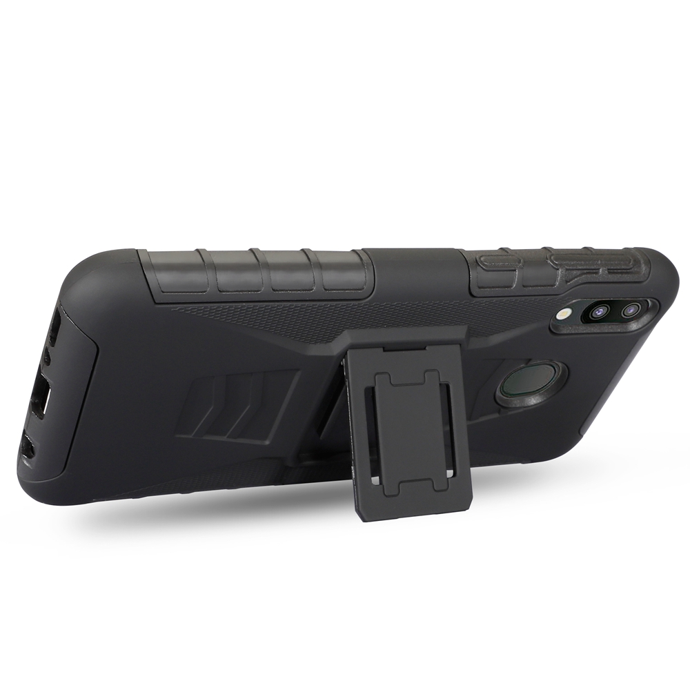 Huawei P20 Lite/Nova 3e Cover, Combo Shell Cases w/Built-in Kickstand + Swivel Belt Clip Holster