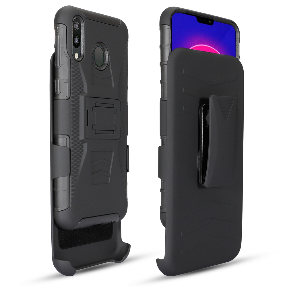 Huawei P20 Lite/Nova 3e Cover, Combo Shell Cases w/Built-in Kickstand + Swivel Belt Clip Holster