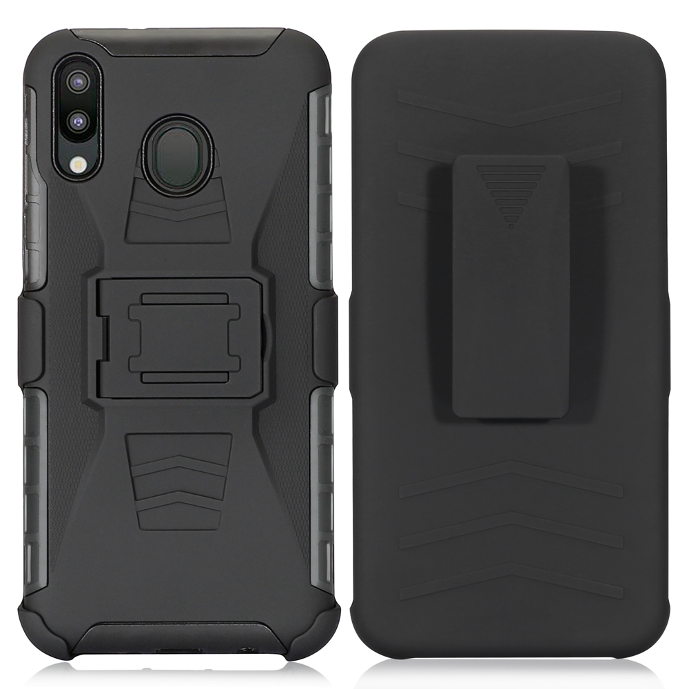 Huawei P20 Lite/Nova 3e Cover, Combo Shell Cases w/Built-in Kickstand + Swivel Belt Clip Holster