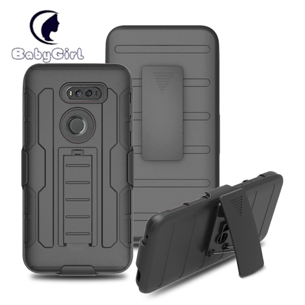 LG V30 Case, Combo Shell Cover w/Built-in Kickstand + Swivel Belt Clip Holster