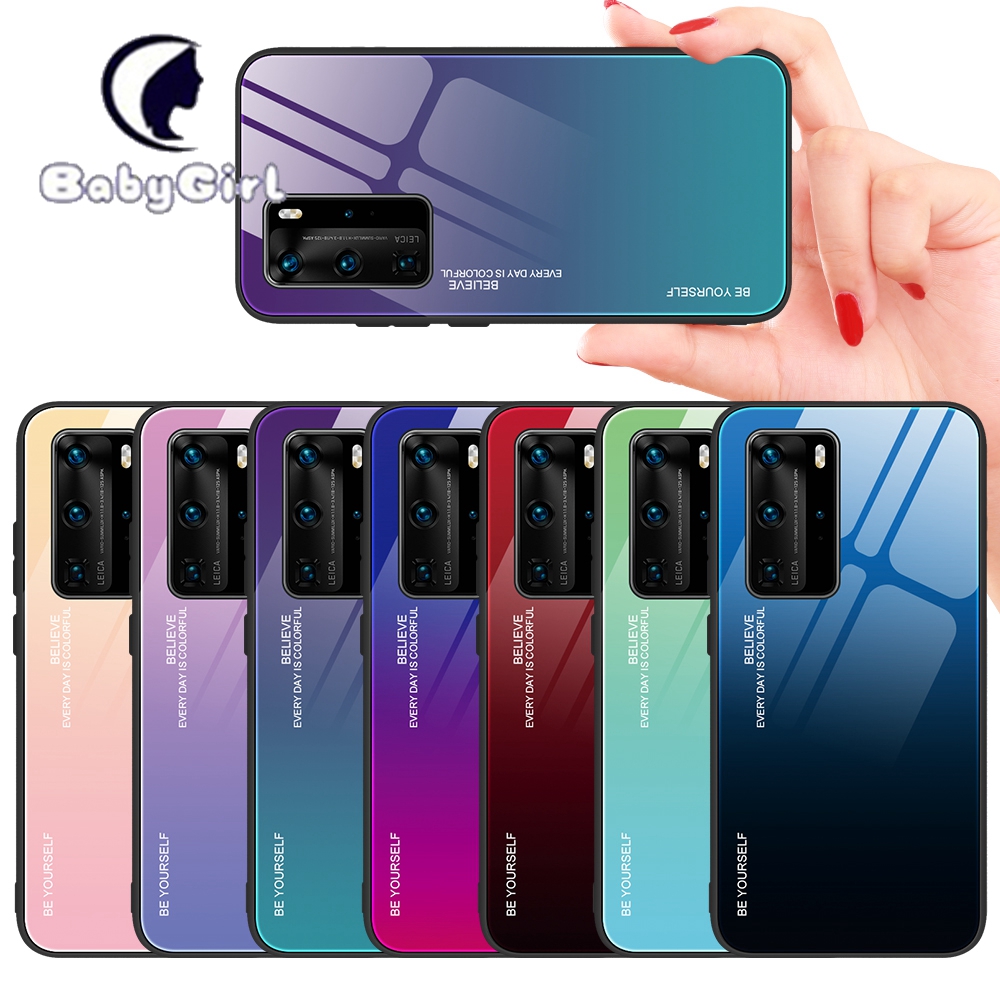 Huawei P20 Lite P20 Pro P30 Lite P30 Pro P40 Lite E P40 Pro+ Plus Gradient Tempered Glass Cover Case