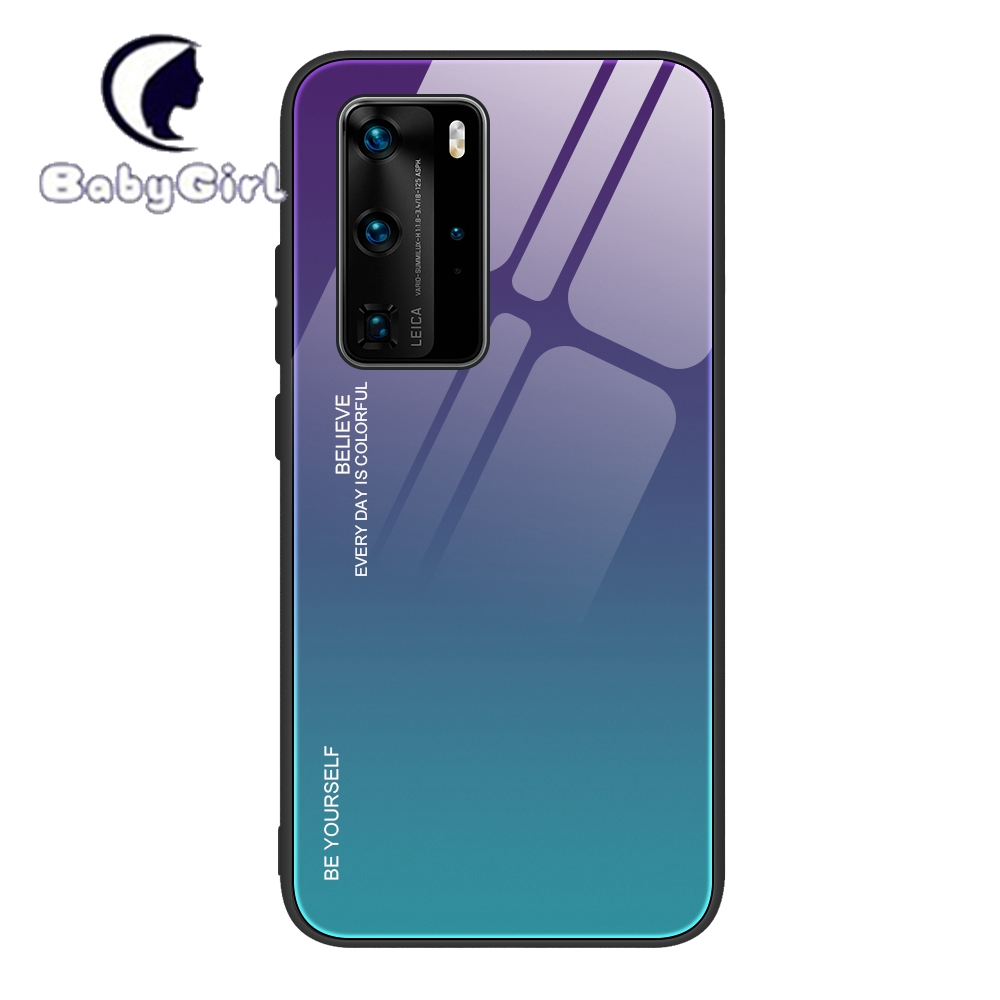 Huawei P20 Lite P20 Pro P30 Lite P30 Pro P40 Lite E P40 Pro+ Plus Gradient Tempered Glass Cover Case