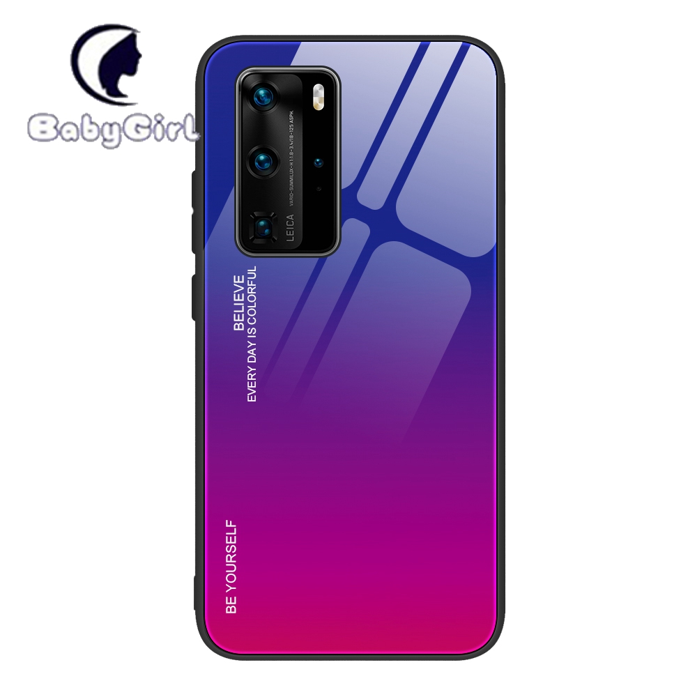 Huawei P20 Lite P20 Pro P30 Lite P30 Pro P40 Lite E P40 Pro+ Plus Gradient Tempered Glass Cover Case