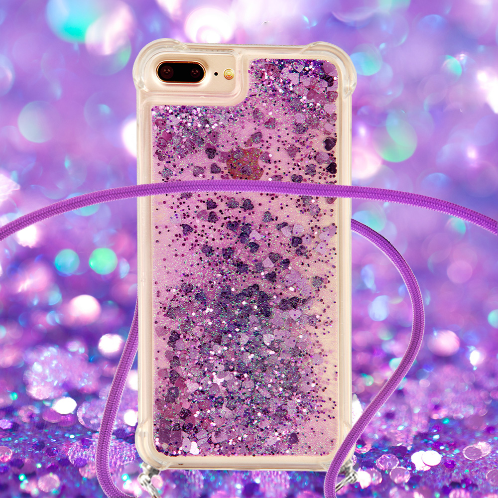 Liquid Bling Glitter Case For iPhone 6s Plus/iPhone 6 Plus/iPhone 7 Plus/iPhone 8 Plus with Lanyard