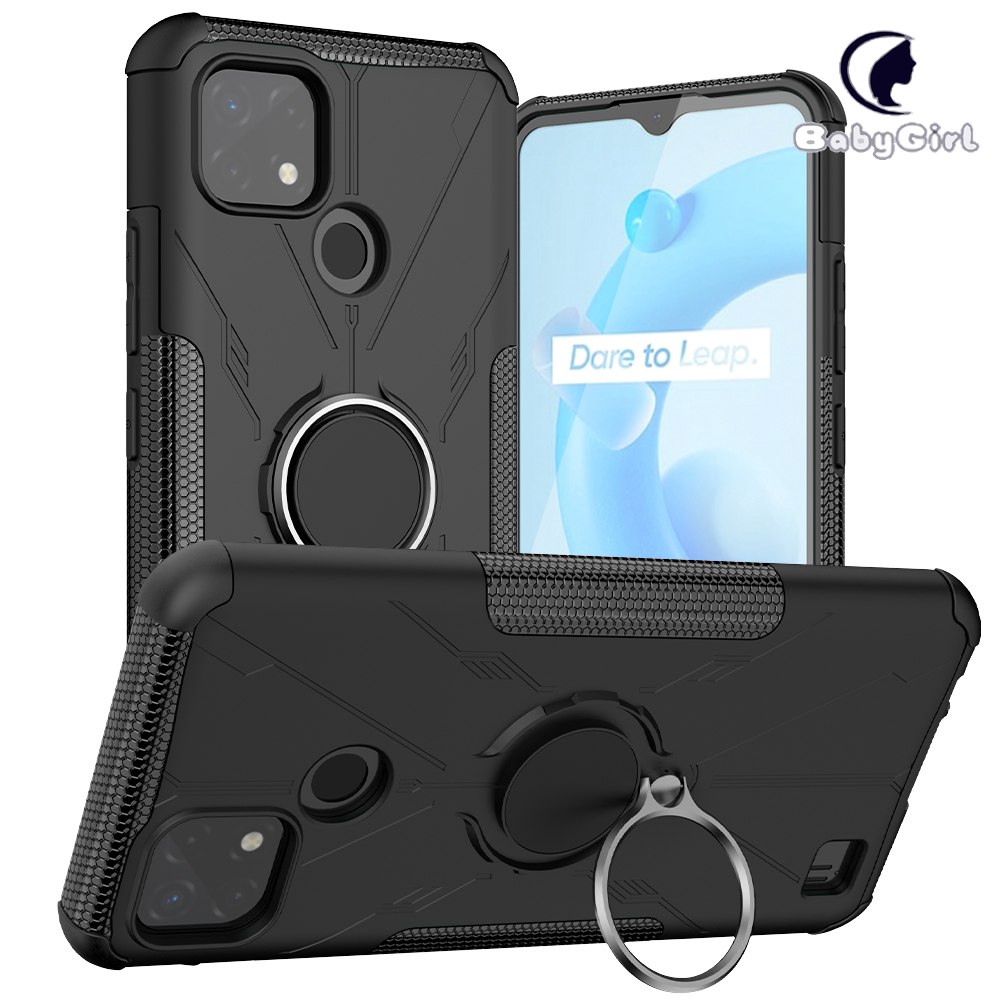 Oppo Realme C20/Realme C21 Case, (TPU + PC) Dual Layer Hybrid Armor Heavy Duty Shockproof Cover