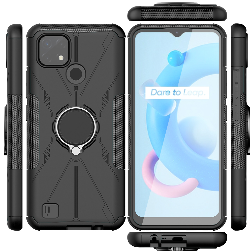 Oppo Realme C20/Realme C21 Case, (TPU + PC) Dual Layer Hybrid Armor Heavy Duty Shockproof Cover