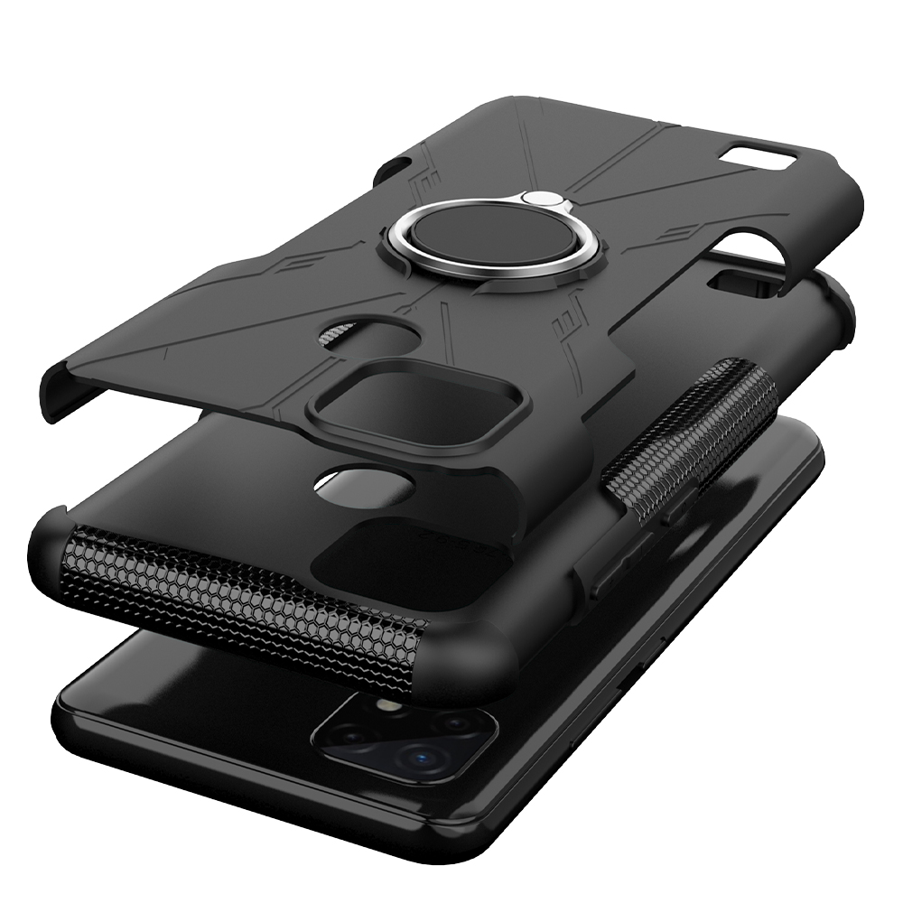 Oppo Realme C20/Realme C21 Case, (TPU + PC) Dual Layer Hybrid Armor Heavy Duty Shockproof Cover