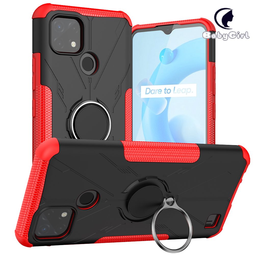 Oppo Realme C20/Realme C21 Case, (TPU + PC) Dual Layer Hybrid Armor Heavy Duty Shockproof Cover
