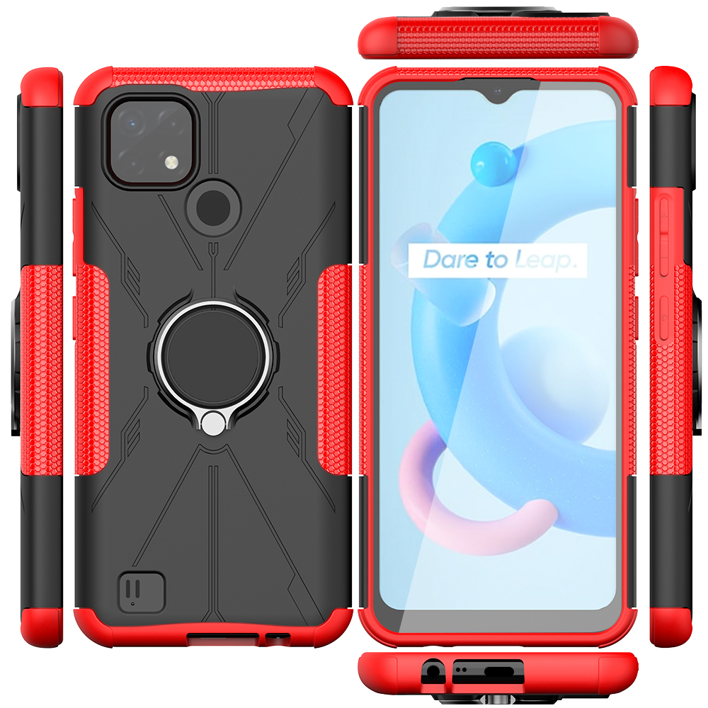 Oppo Realme C20/Realme C21 Case, (TPU + PC) Dual Layer Hybrid Armor Heavy Duty Shockproof Cover