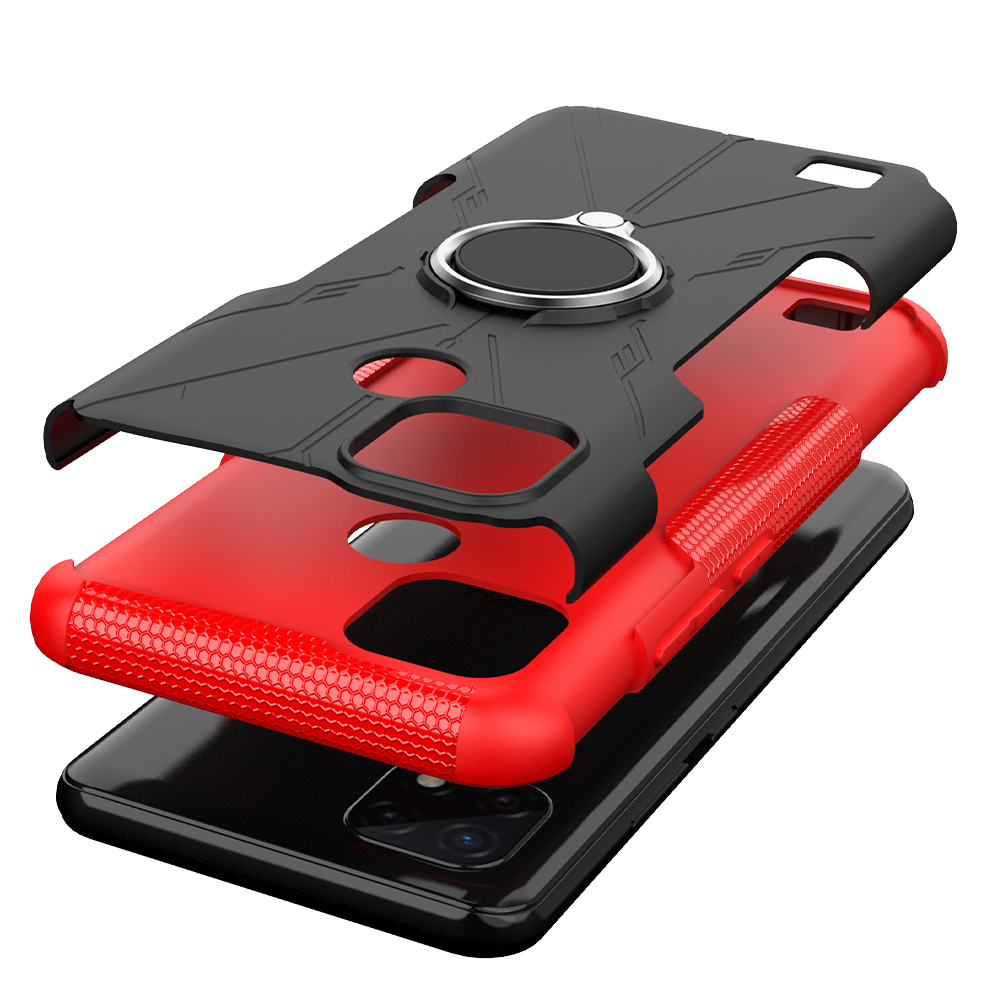 Oppo Realme C20/Realme C21 Case, (TPU + PC) Dual Layer Hybrid Armor Heavy Duty Shockproof Cover