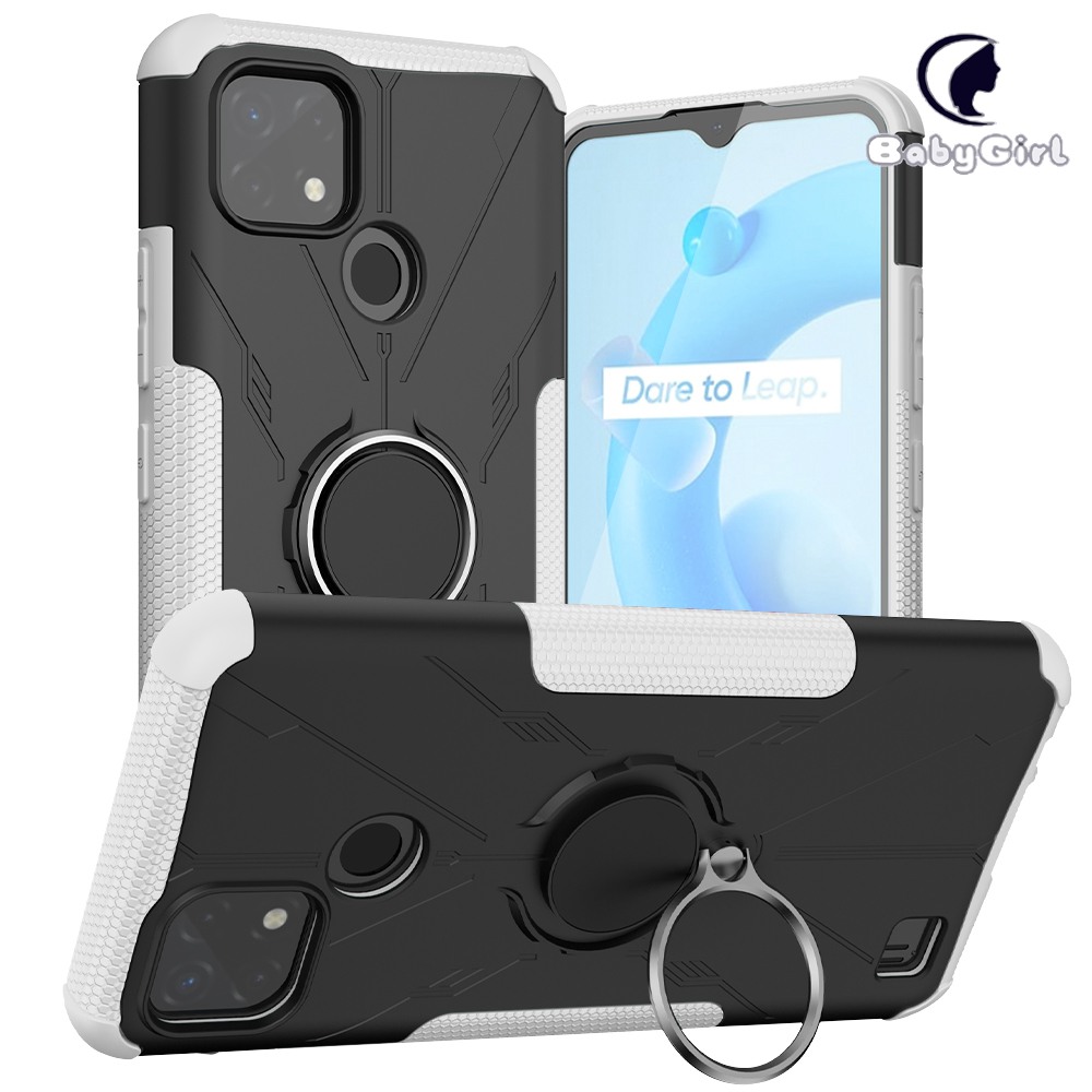 Oppo Realme C20/Realme C21 Case, (TPU + PC) Dual Layer Hybrid Armor Heavy Duty Shockproof Cover