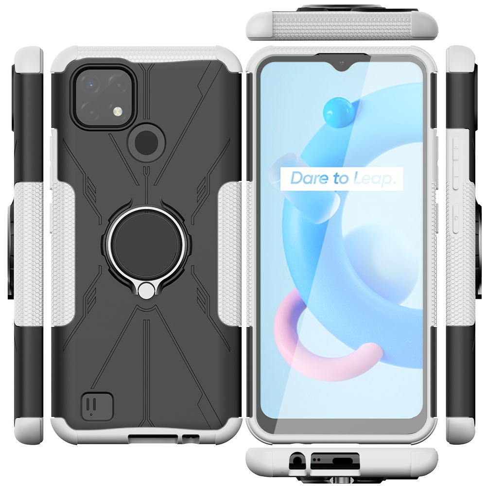Oppo Realme C20/Realme C21 Case, (TPU + PC) Dual Layer Hybrid Armor Heavy Duty Shockproof Cover