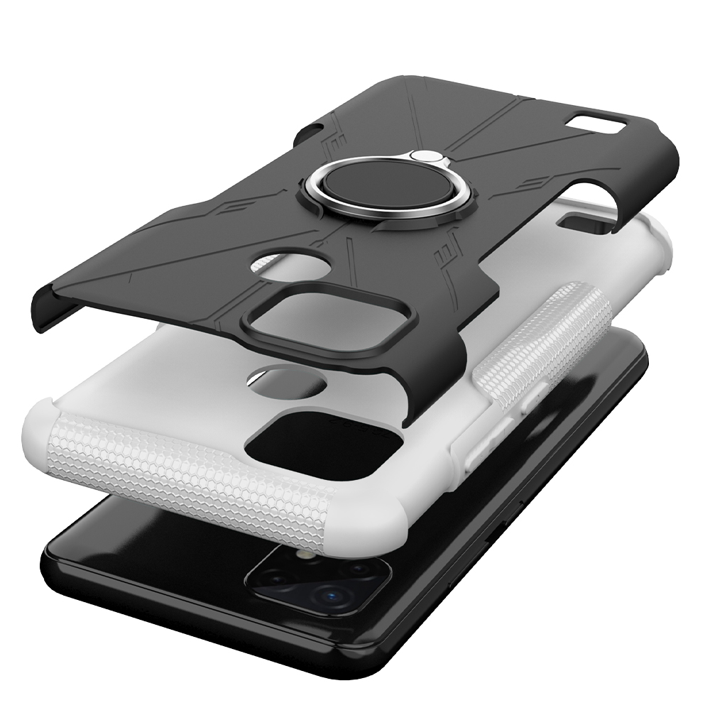 Oppo Realme C20/Realme C21 Case, (TPU + PC) Dual Layer Hybrid Armor Heavy Duty Shockproof Cover