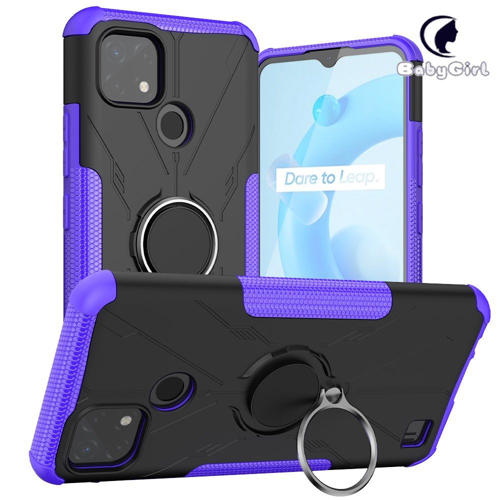 Oppo Realme C20/Realme C21 Case, (TPU + PC) Dual Layer Hybrid Armor Heavy Duty Shockproof Cover