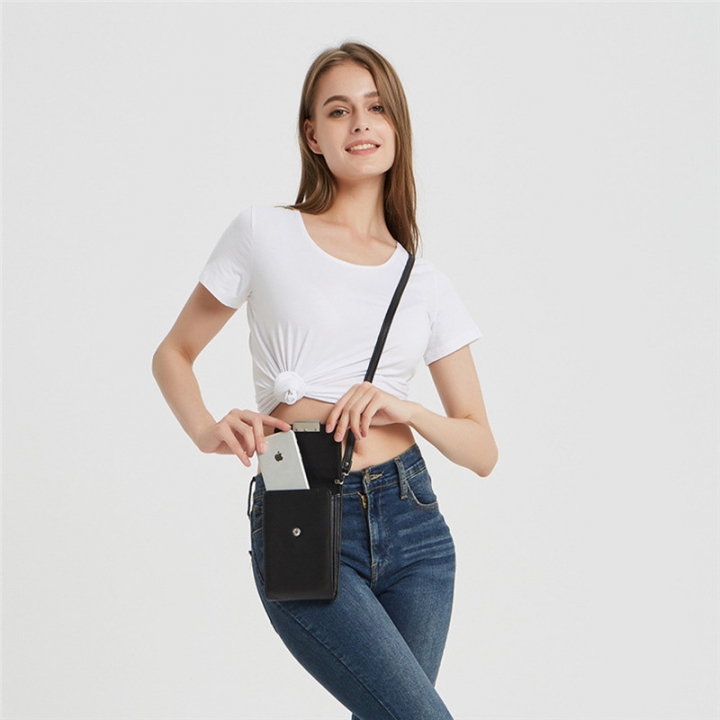 Lady Multifunction PU Leather Phone Wallet Bag Coin Purses Card Holder with Adjustable Strap
