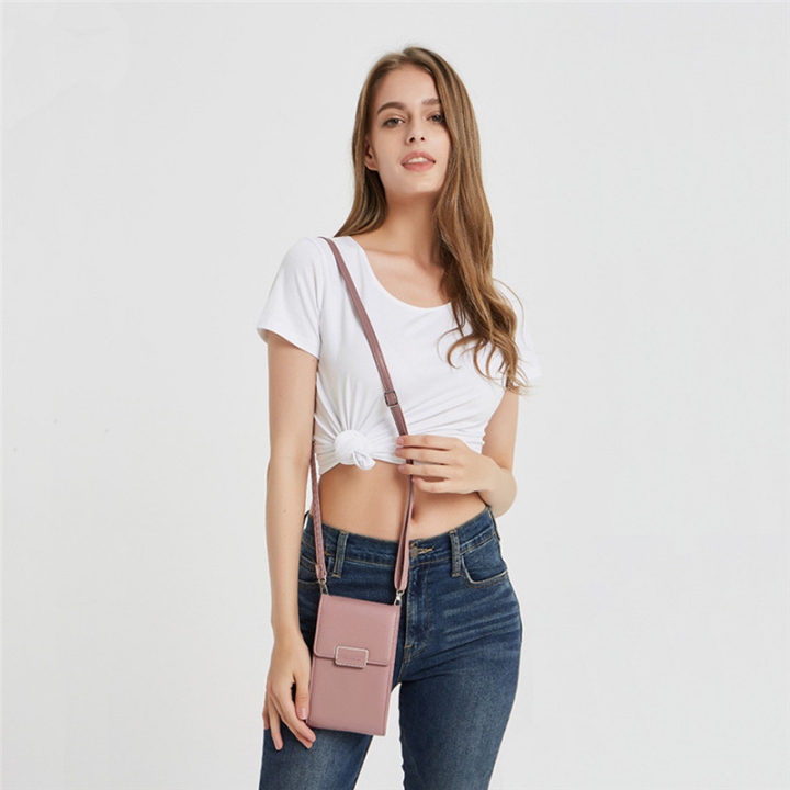 Lady Multifunction PU Leather Phone Wallet Bag Coin Purses Card Holder with Adjustable Strap