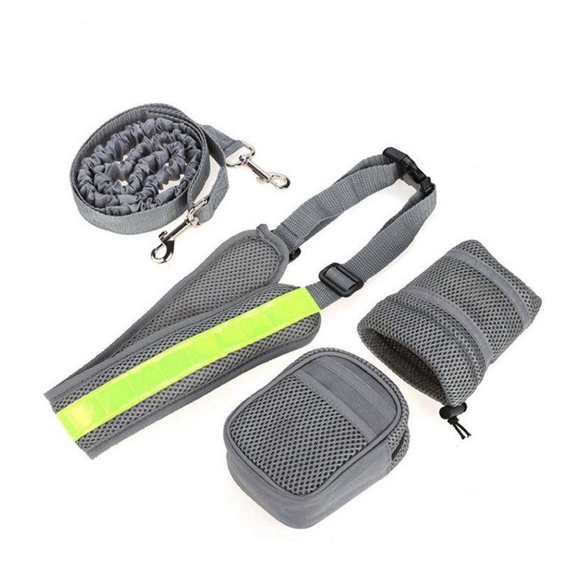 Elastic Belt Running Dog Leash Chain Lead Sports Pet Collar Rope Handsfree Dog Traction Rope Set