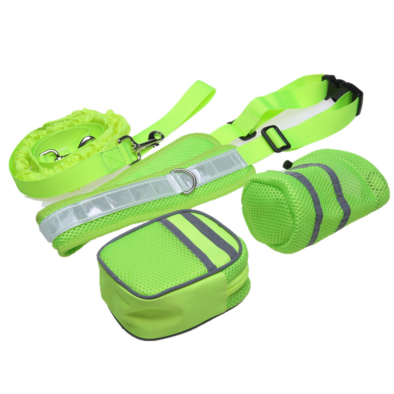 Elastic Belt Running Dog Leash Chain Lead Sports Pet Collar Rope Handsfree Dog Traction Rope Set