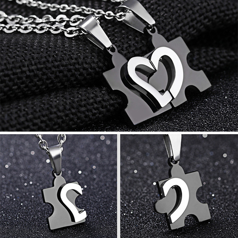 2pcs Couple Necklace Fashion Titanium Steel Men and Women Matching Lover Necklaces