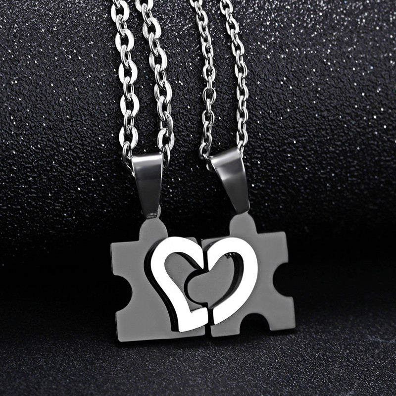 2pcs Couple Necklace Fashion Titanium Steel Men and Women Matching Lover Necklaces