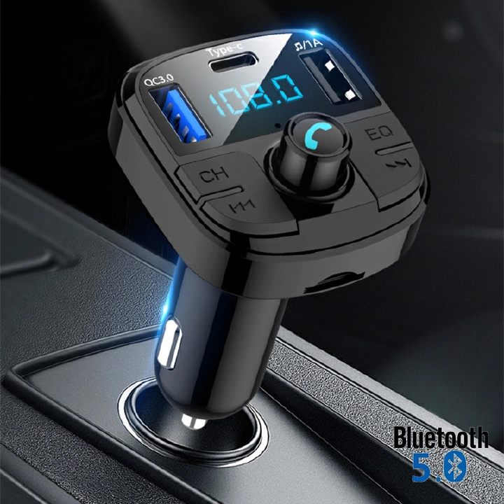 Bluetooth 5.0 Car Kit Wireless FM Transmitter PD Quick Charger Dual USB Fast Charger Audio Mp3 Player