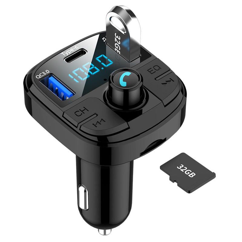 Bluetooth 5.0 Car Kit Wireless FM Transmitter PD Quick Charger Dual USB Fast Charger Audio Mp3 Player