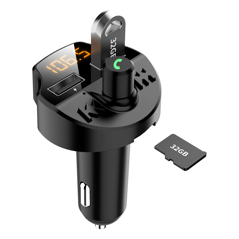 Bluetooth 5.0 Car Kit Car Wireless FM Transmitter Dual USB Fast Charger Car Mp3 Player with TF Slot