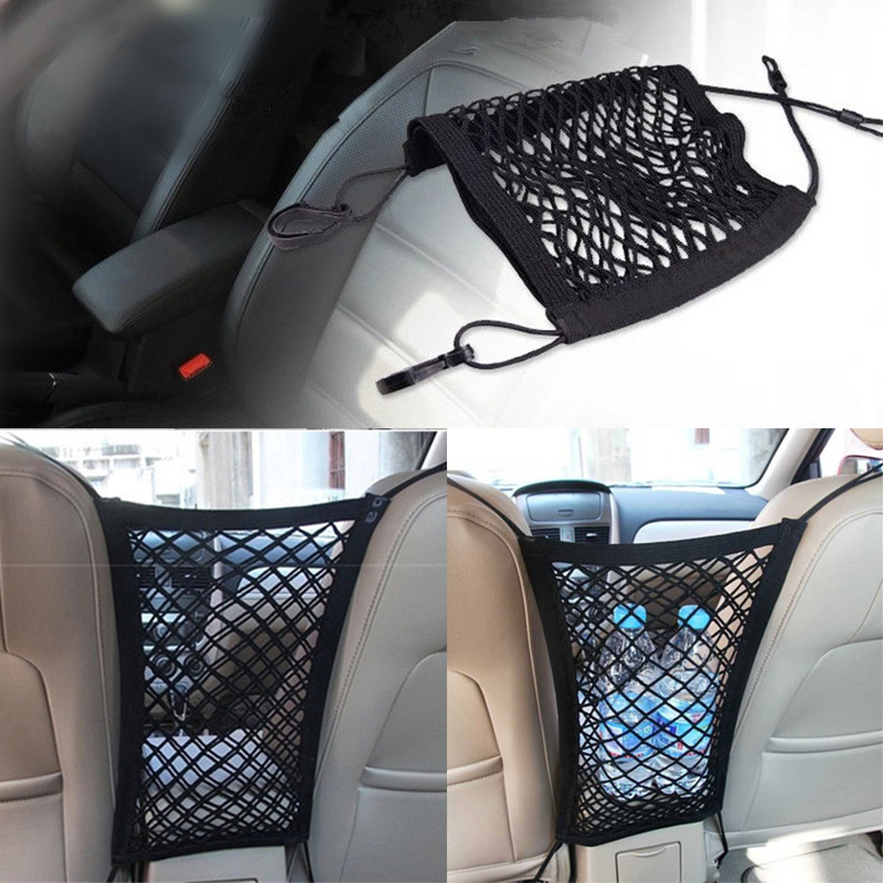 Universal Nylon Car Storage Net Pocket Hooks Hanging Elastic Rope Mesh Bag