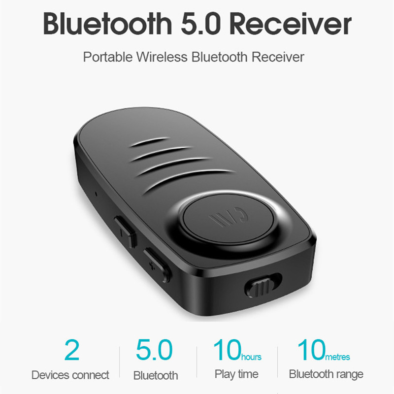 Portable Car Bluetooth 5.0 Audio Receiver 3.5mm AUX Wireless Bluetooth Adapter with HD Mic