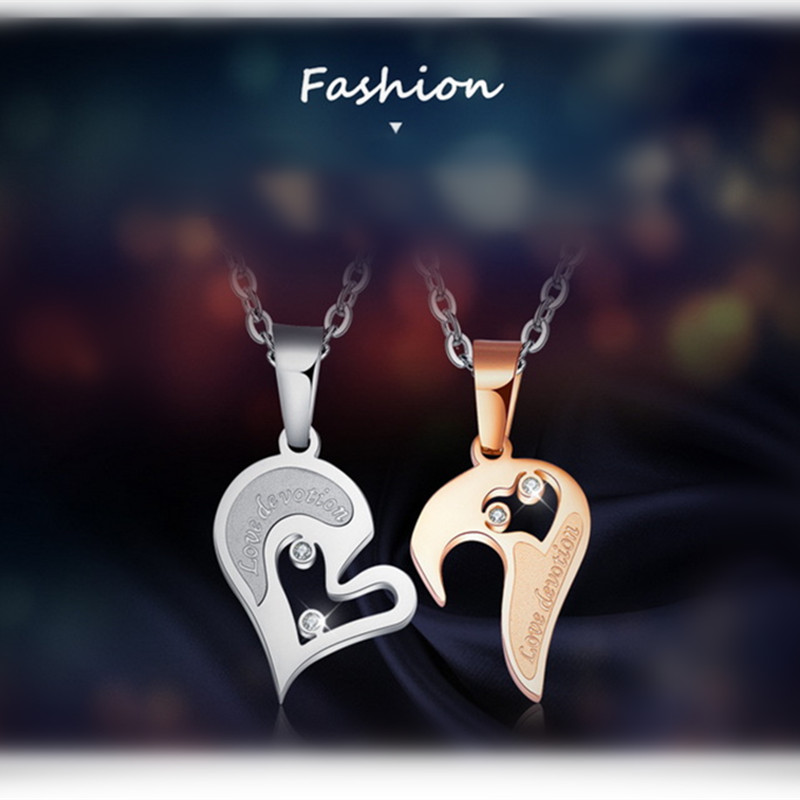 2pcs Couple Necklace Fashion Stainless Steel Men and Women Matching Lover Necklaces