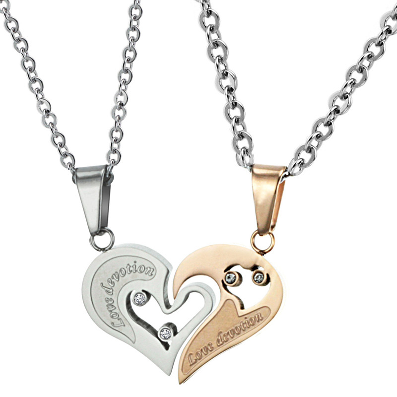 2pcs Couple Necklace Fashion Stainless Steel Men and Women Matching Lover Necklaces