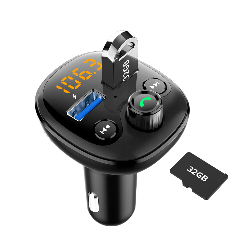 Bluetooth 5.0 Hands-free Calling Car Kit Wireless FM Transmitter Dual USB Fast Charger Mp3 Player