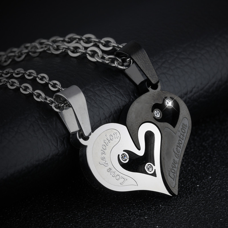 2pcs Couple Necklace Fashion Stainless Steel Men and Women Matching Lover Necklaces