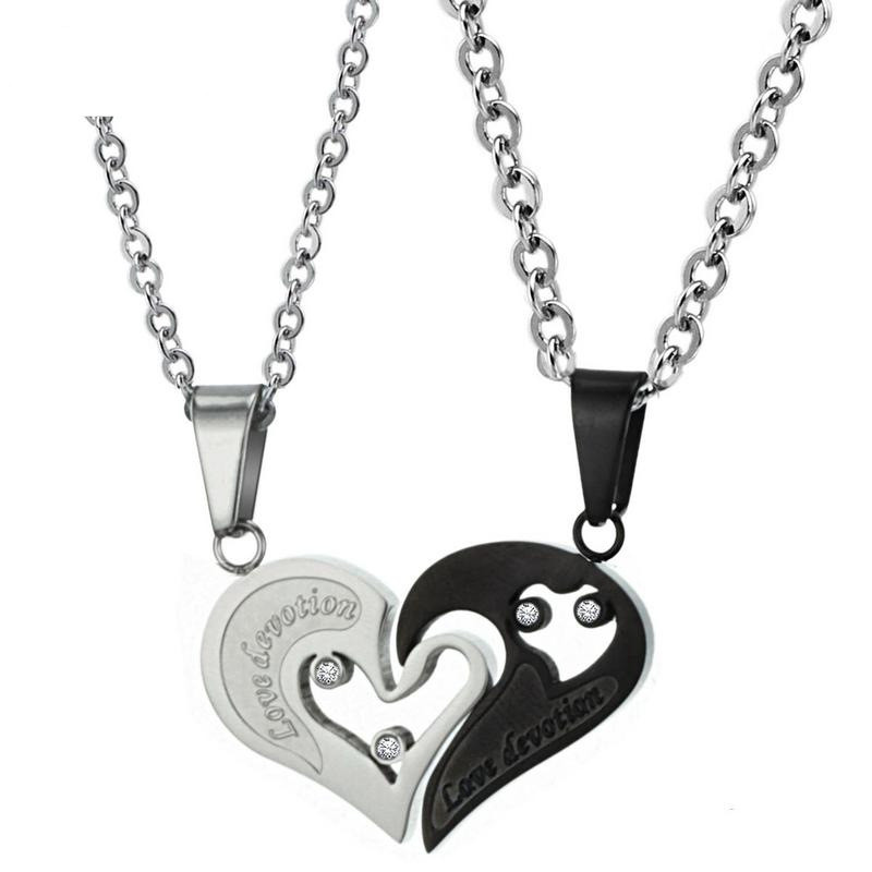 2pcs Couple Necklace Fashion Stainless Steel Men and Women Matching Lover Necklaces