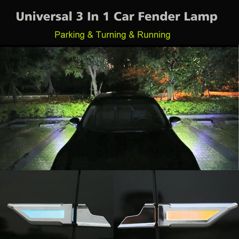 Universal 3 In 1 Car Fender Lamp Waterproof Auto Side Running Turn Signals Parking Light