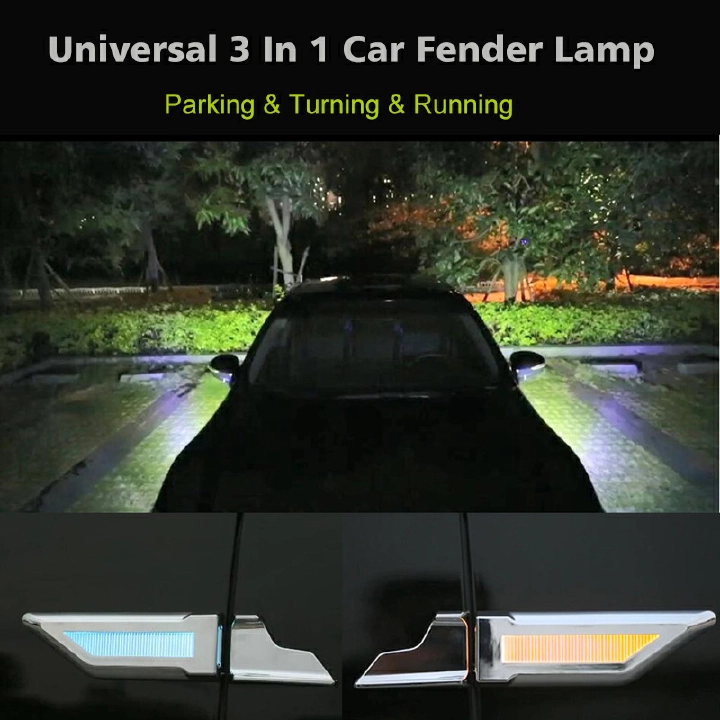 Universal 3 In 1 Car Fender Lamp Waterproof Auto Side Running Turn Signals Parking Light