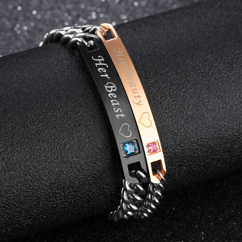 Pair of Couple Bracelet Fashion Titanium Steel Men and Women Lover Bangle