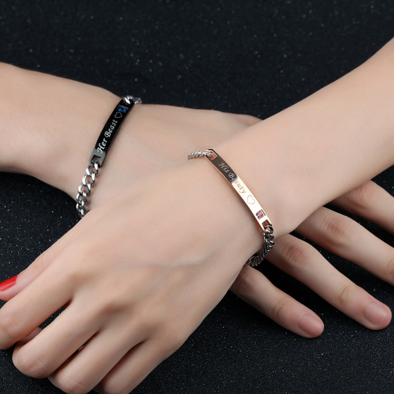 Pair of Couple Bracelet Fashion Titanium Steel Men and Women Lover Bangle