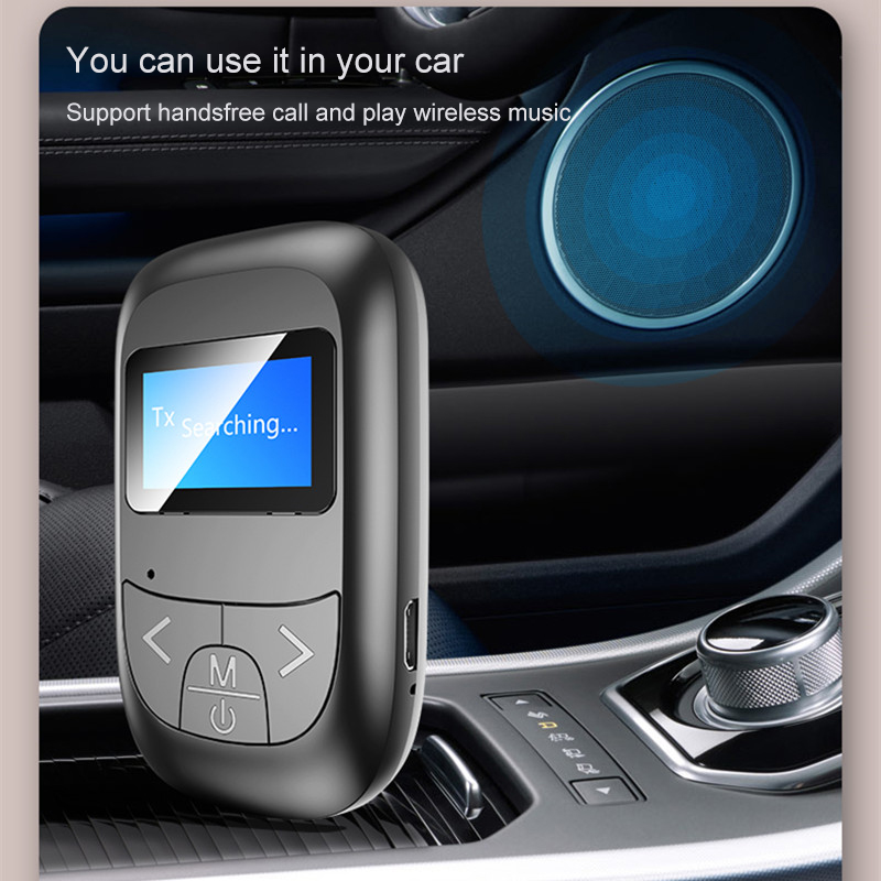 LCD Screen Display Bluetooth 5.0 Receiver and Transmitter 2-in-1 Wireless 3.5mm AUX Audio Adapter