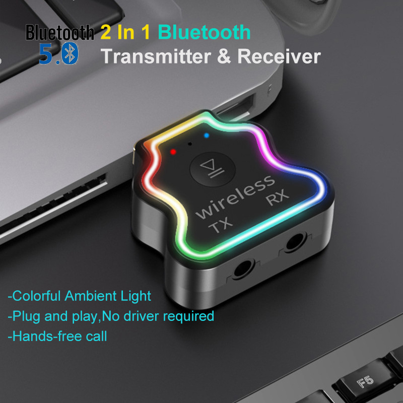 2-In-1 Bluetooth 5.0 Adapter Wireless 3.5mm AUX USB Bluetooth Receiver and Transmitter
