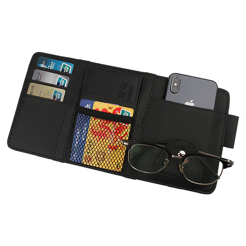 Universal Car Sun Visor Storage Folder Multifunctional Card Pen Glasses Holder Sun Shade Storage Bag