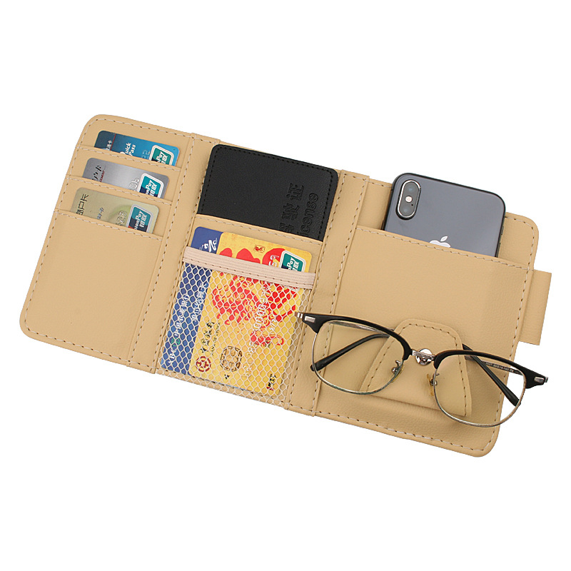 Universal Car Sun Visor Storage Folder Multifunctional Card Pen Glasses Holder Sun Shade Storage Bag